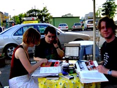 Thing members at work: Christine, Stefan, Braan